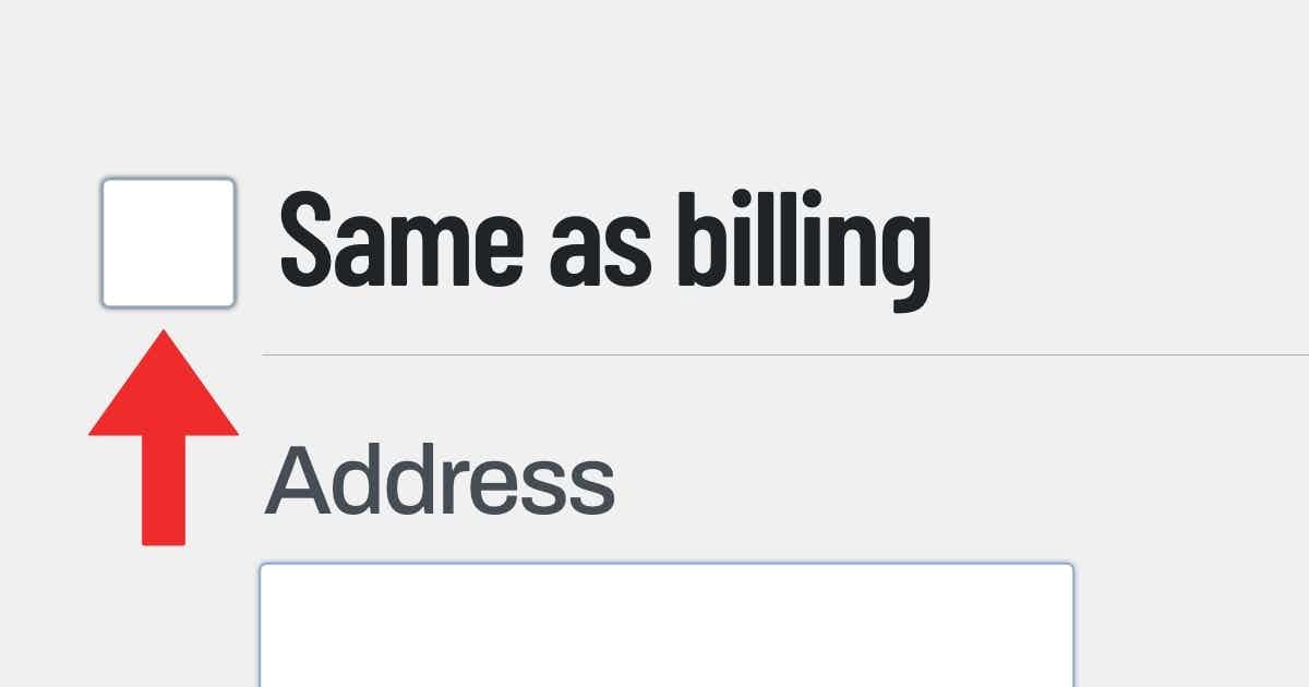 "Same as billing" checkbox in a checkout funnel