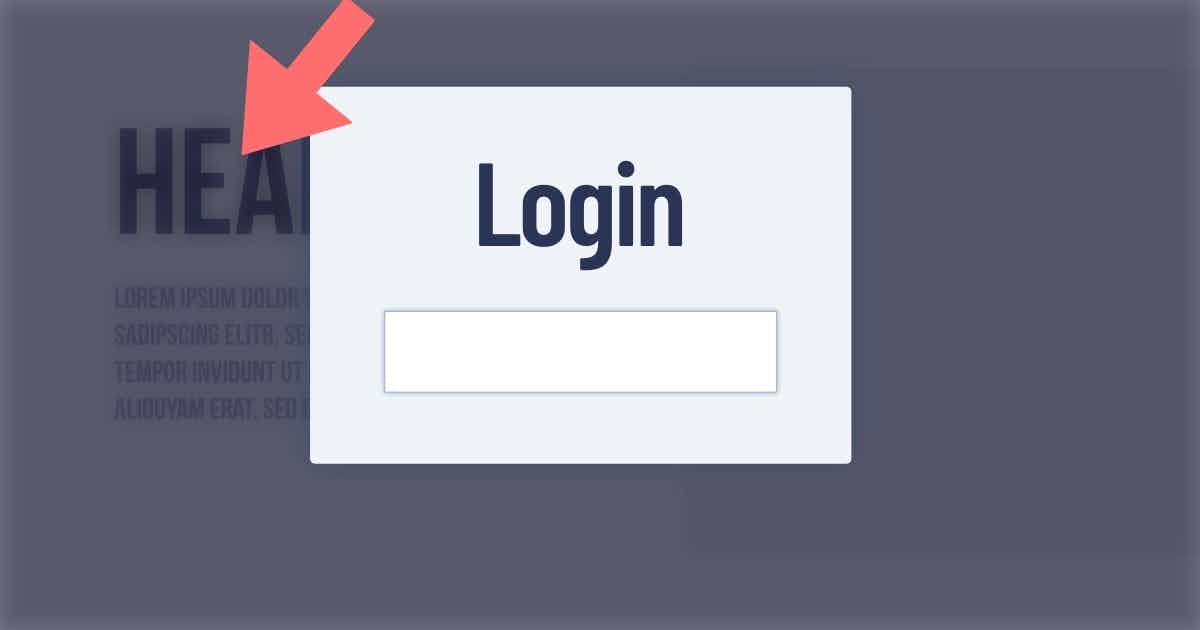 Login popup with the background blurred behind it