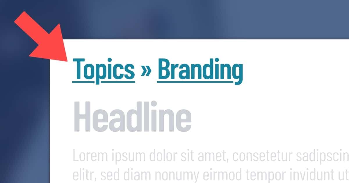 A website with breadcrumbs of "topics → branding"