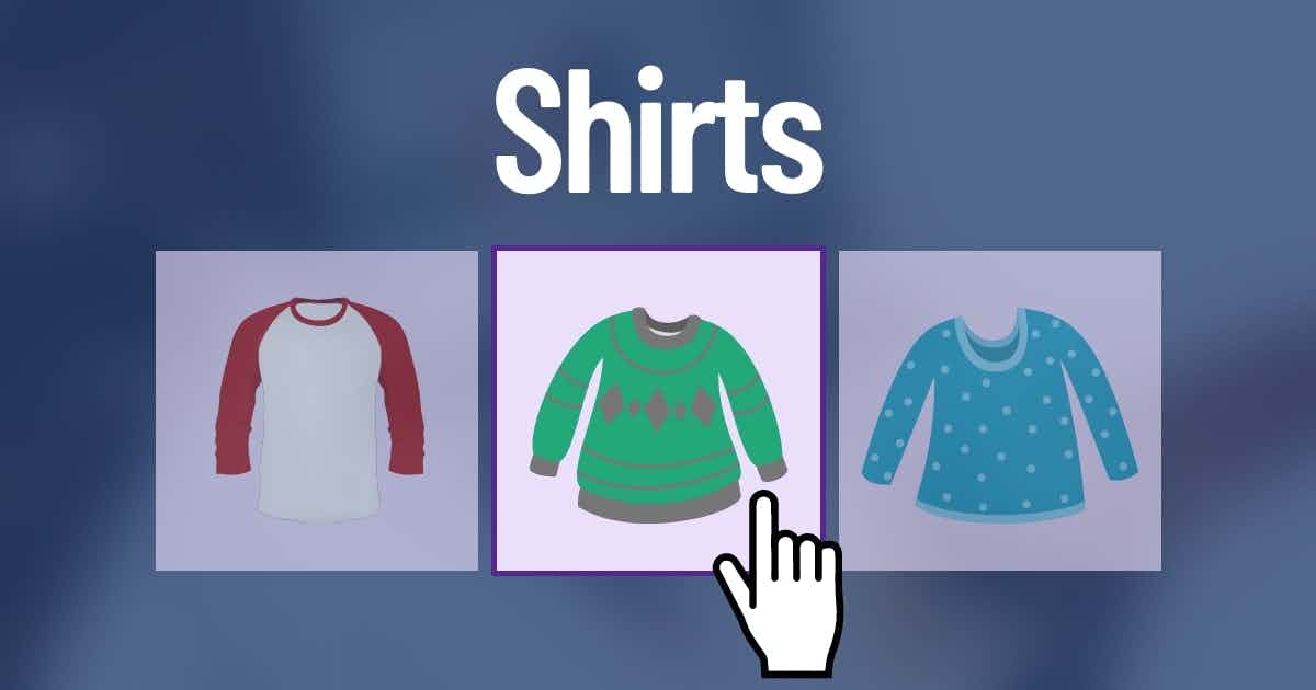 An assortment of t-shirts that change with cursor hover